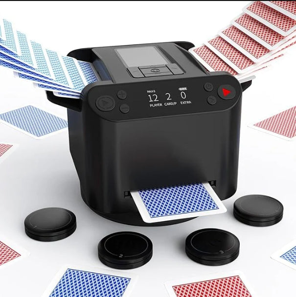 2-in-1 Automatic Card Shuffler & Dealer-Includes 4 CardDrawing Remotes  Game Night Gadget