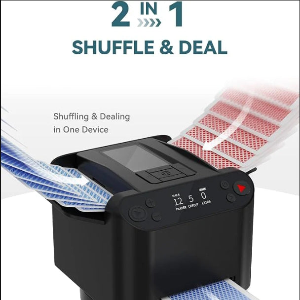2-in-1 Automatic Card Shuffler & Dealer-Includes 4 CardDrawing Remotes  Game Night Gadget